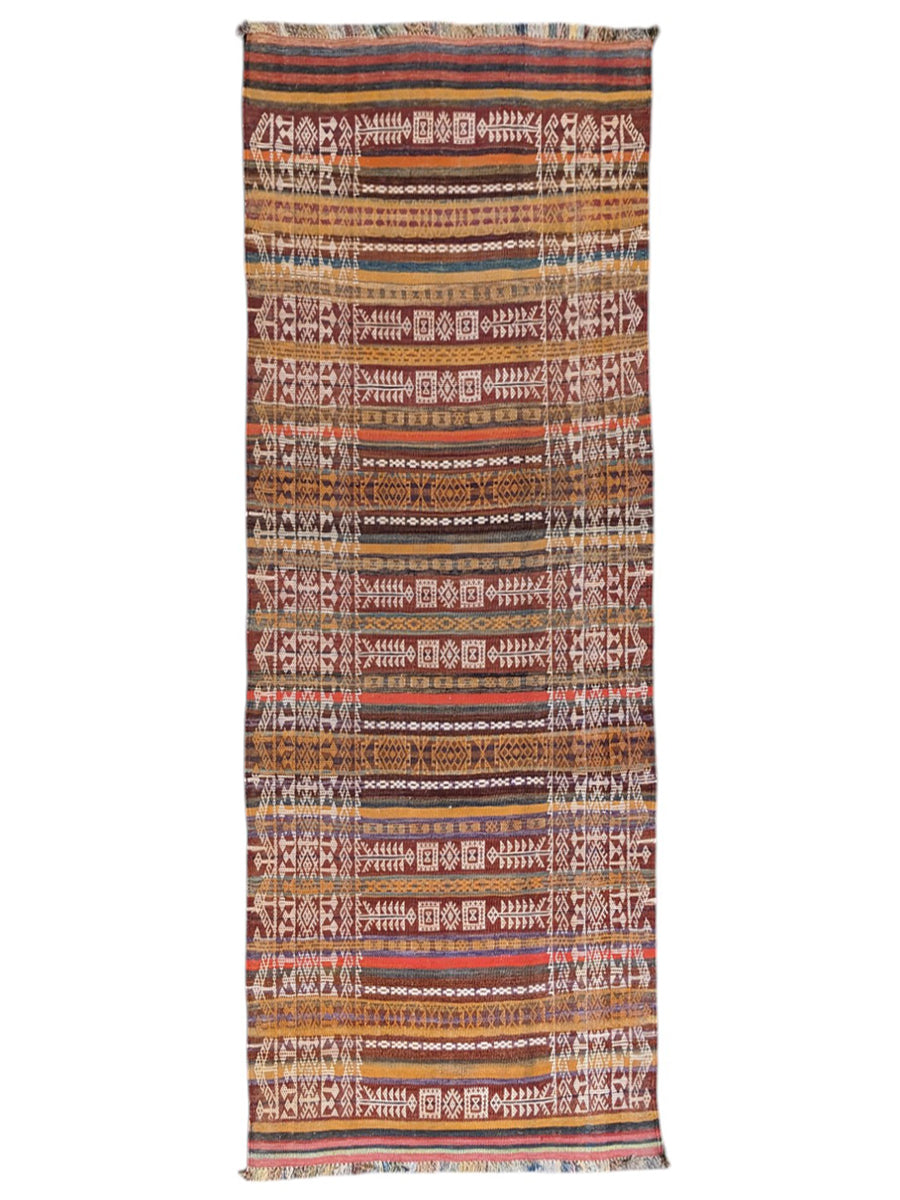 Antique Afghan Kilim Runner - Size: 10.2 x 3.11