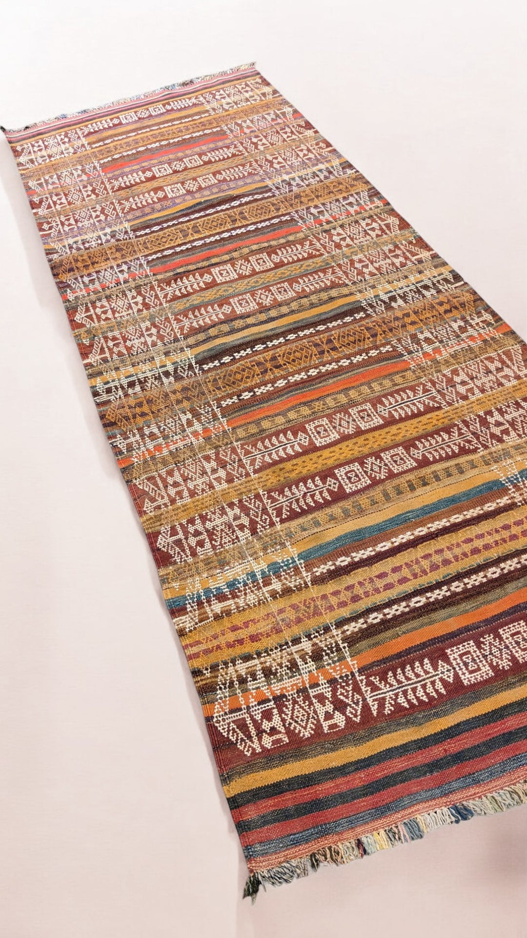 Antique Afghan Kilim Runner - Size: 10.2 x 3.11