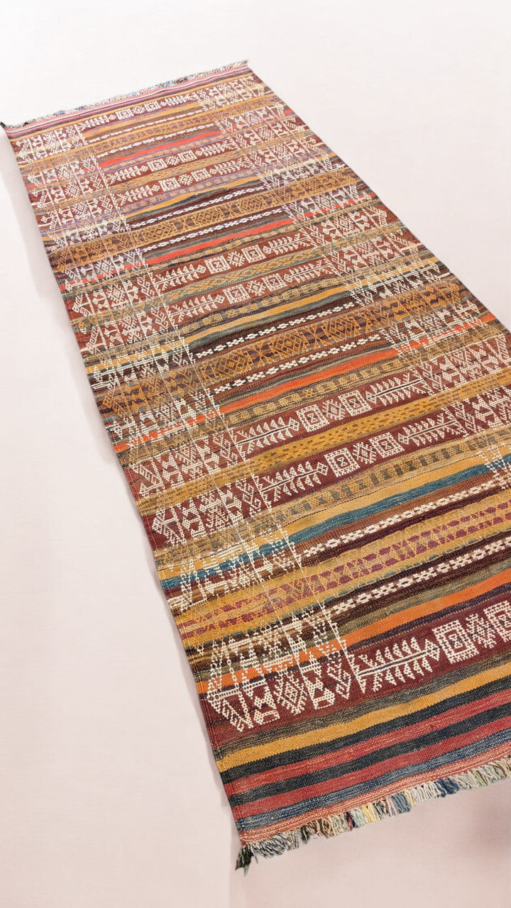 Antique Afghan Kilim Runner - Size: 10.2 x 3.11