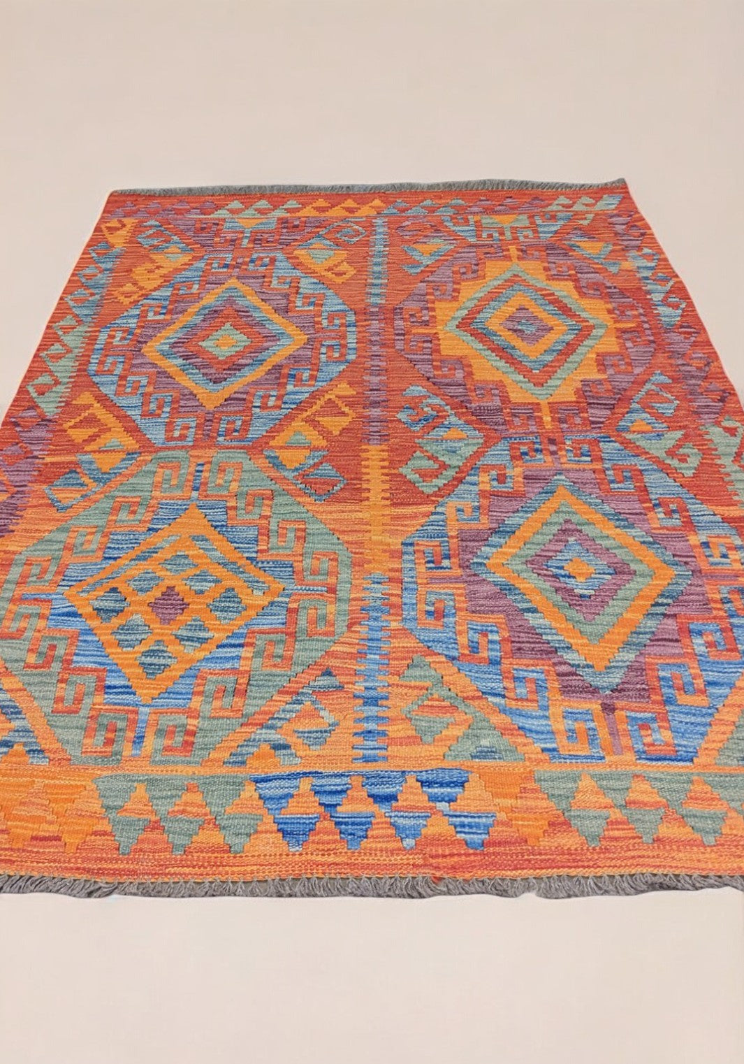 Lumena Afghani Maimana Wool Kilim Rug - Size: 5.10 x 4.1