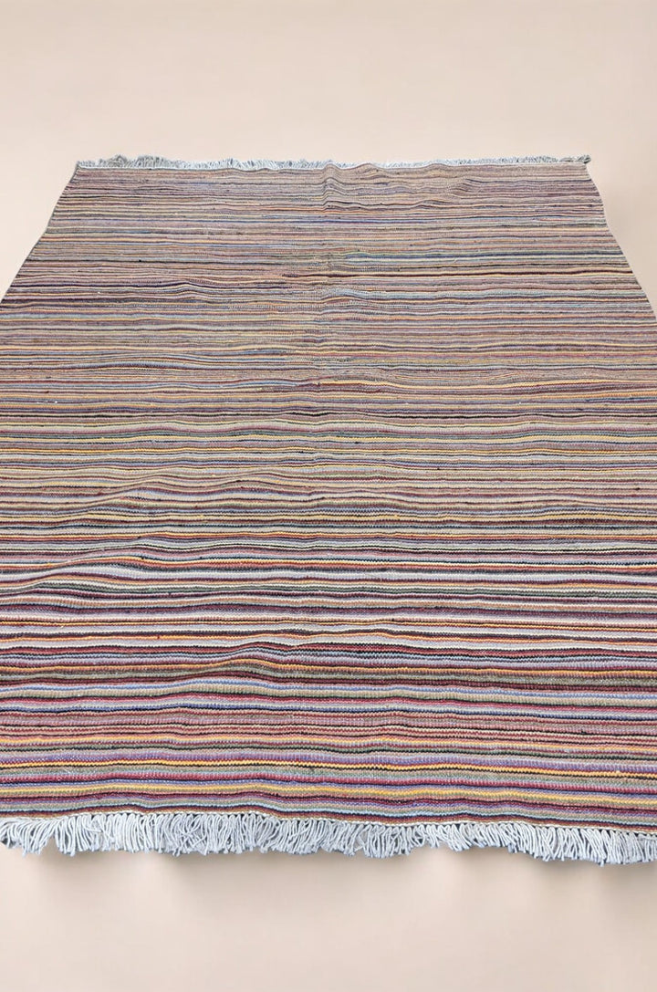 Rhythmic Modern Flatweave Wool Rug - Size: 8.2 x 5.10