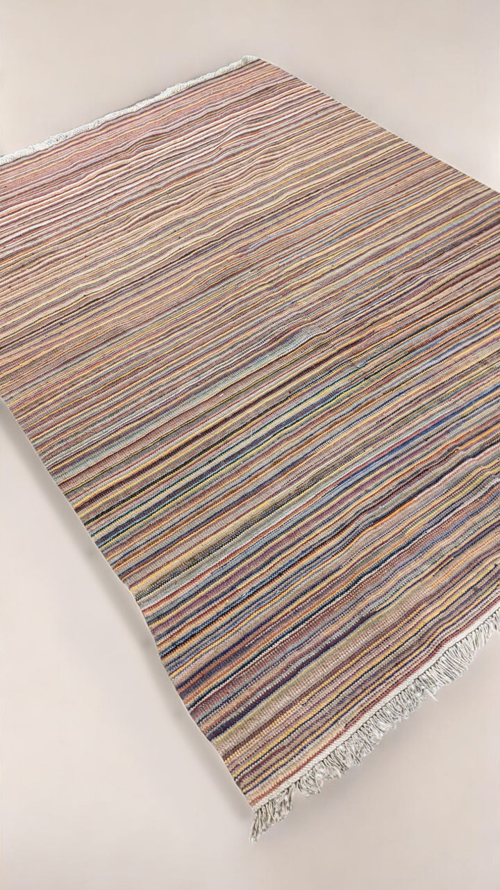 Rhythmic Modern Flatweave Wool Rug - Size: 8.2 x 5.10