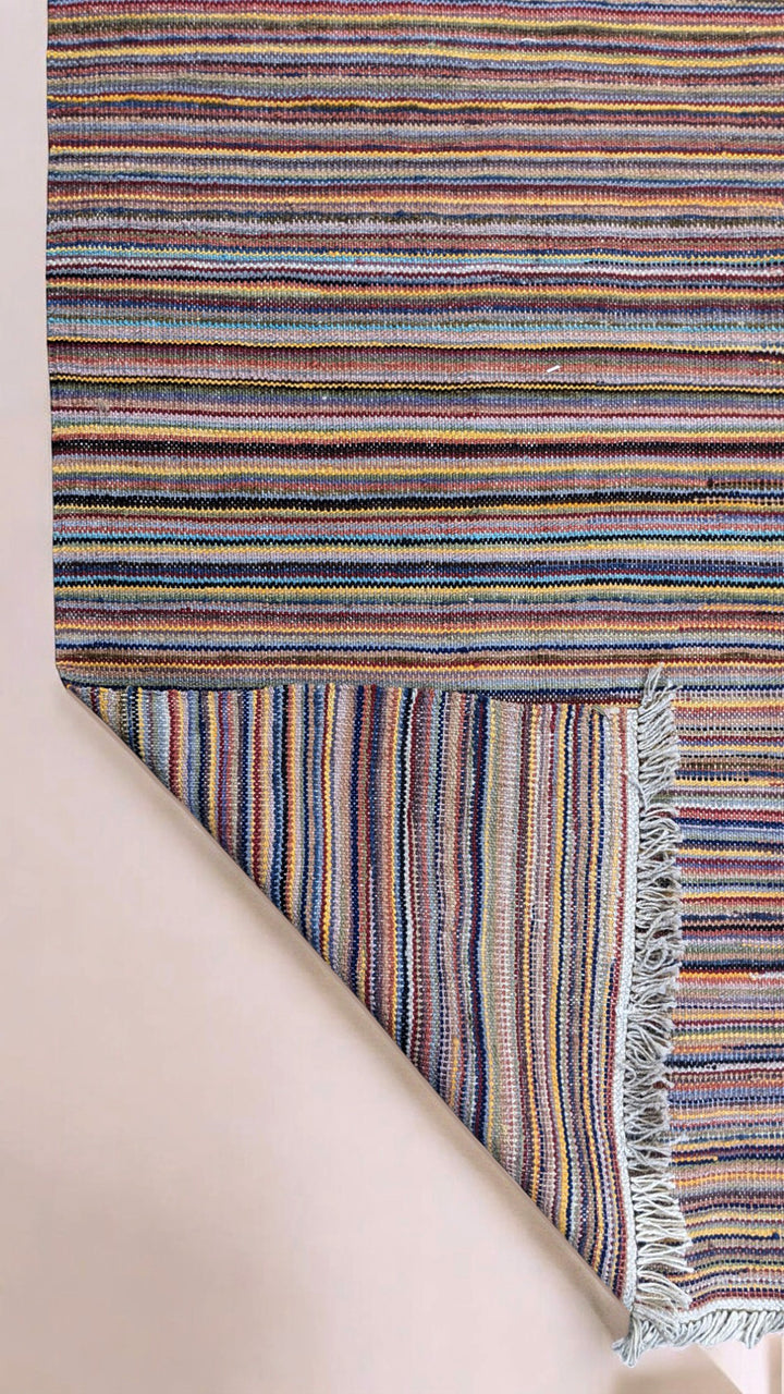 Rhythmic Modern Flatweave Wool Rug - Size: 8.2 x 5.10