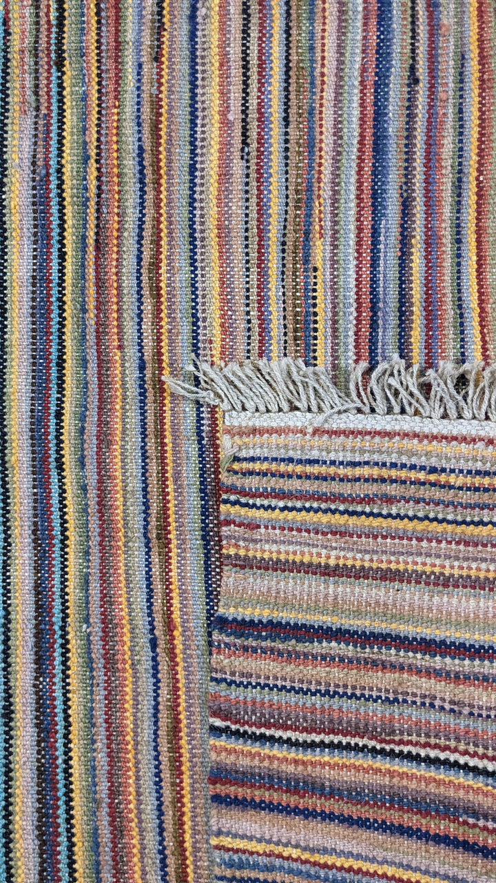 Rhythmic Modern Flatweave Wool Rug - Size: 8.2 x 5.10