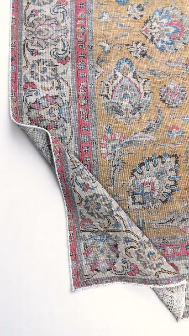 Kashan Persian Vintage Wash Rug - Size: 8.11 x 9.8