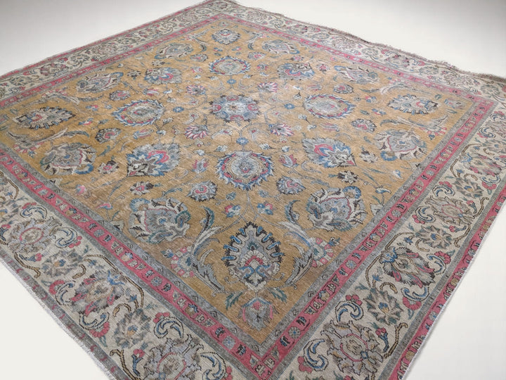 Kashan Persian Vintage Wash Rug - Size: 8.11 x 9.8