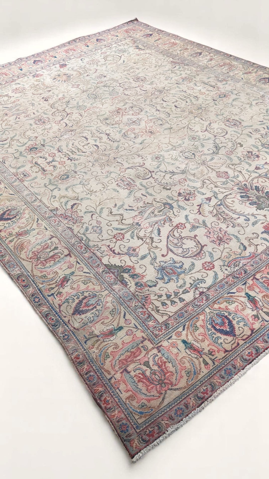 Kashan Persian Vintage Wash Rug - Size: 12.7 x 9.5