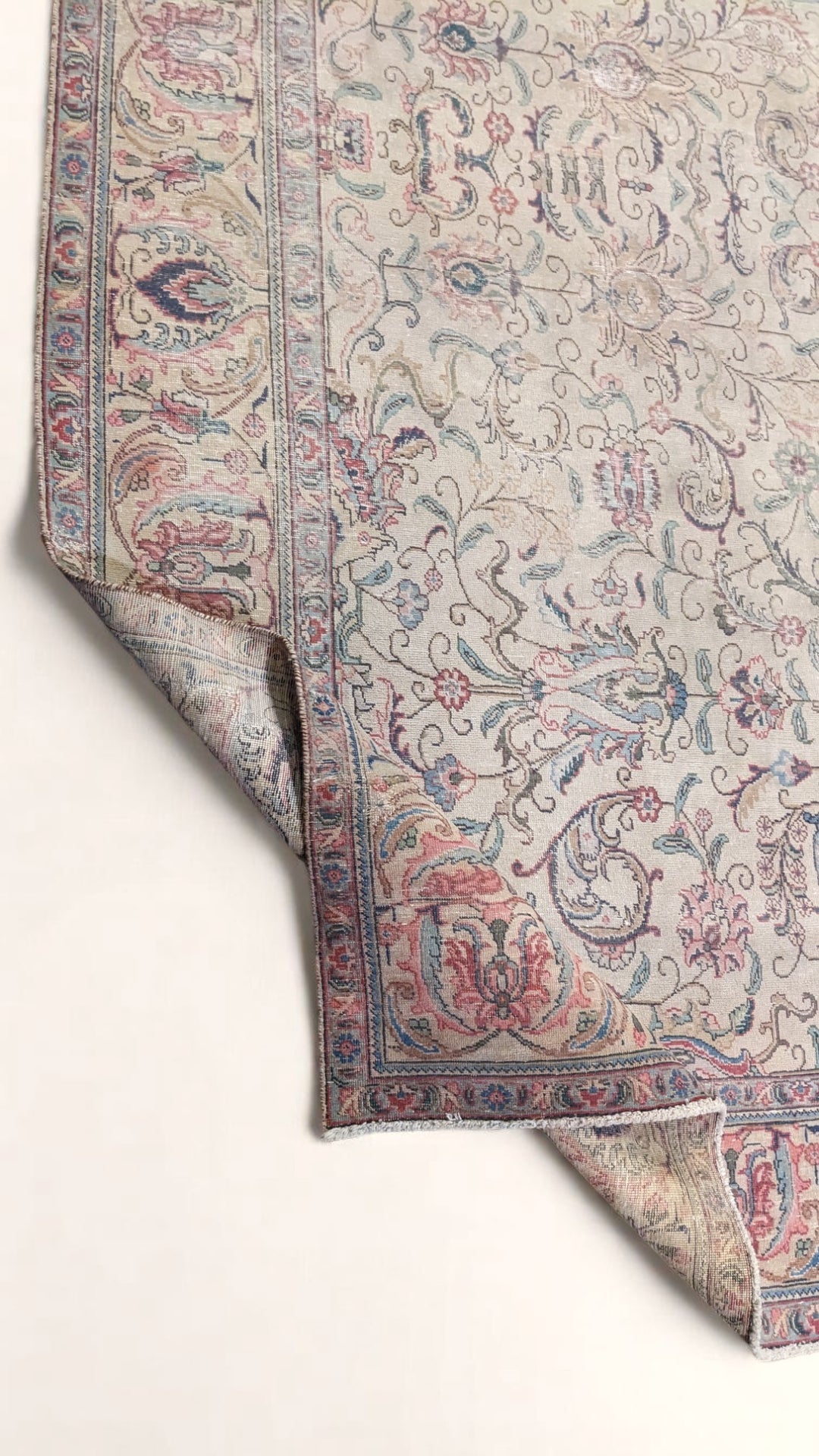 Kashan Persian Vintage Wash Rug - Size: 12.7 x 9.5