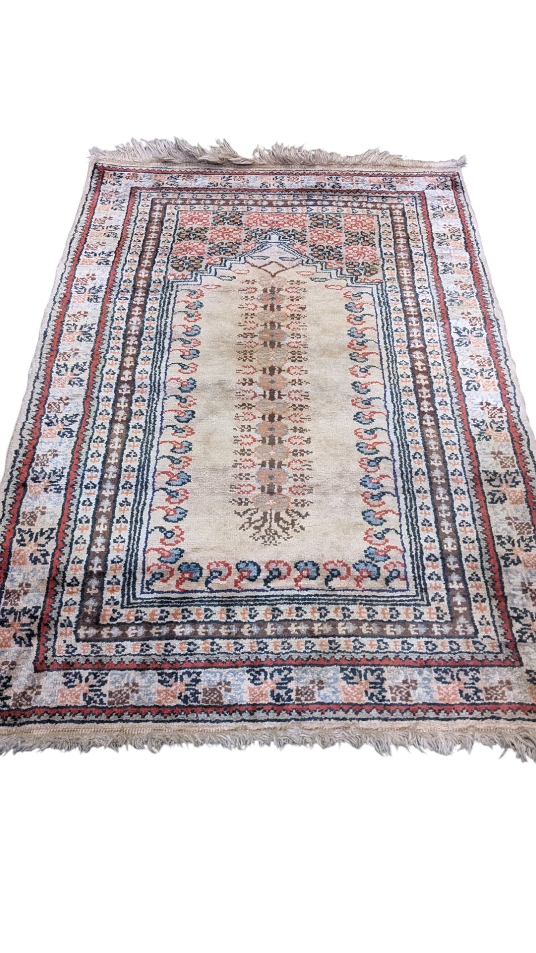 Turkish Vintage Prayer Silk Rug - Size: 2 x 3