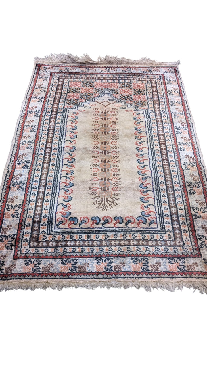 Turkish Vintage Prayer Silk Rug - Size: 2 x 3