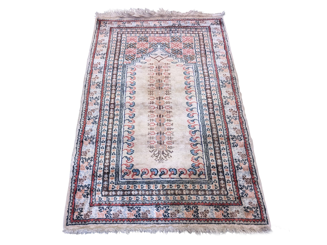 Turkish Vintage Prayer Silk Rug - Size: 2 x 3