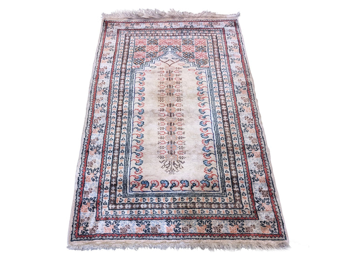 Turkish Vintage Prayer Silk Rug - Size: 2 x 3