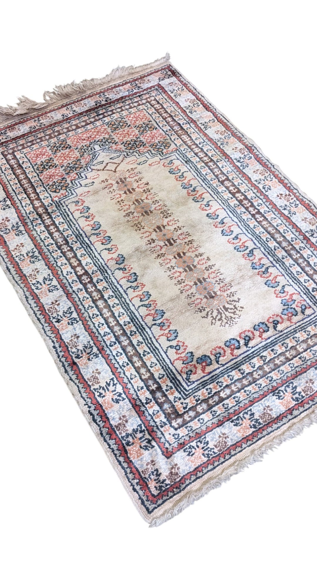 Turkish Vintage Prayer Silk Rug - Size: 2 x 3