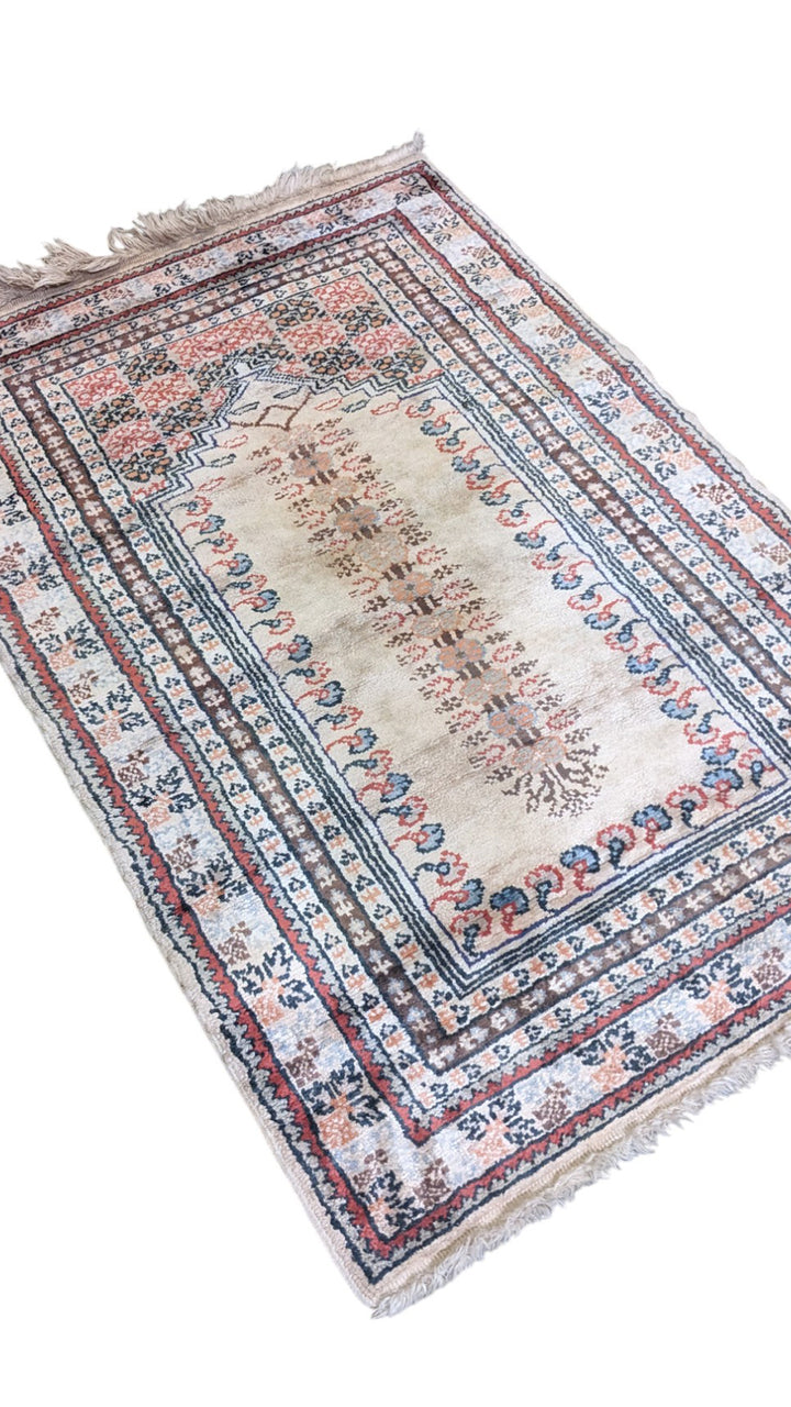 Turkish Vintage Prayer Silk Rug - Size: 2 x 3