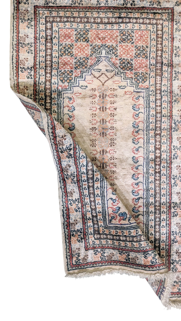 Turkish Vintage Prayer Silk Rug - Size: 2 x 3