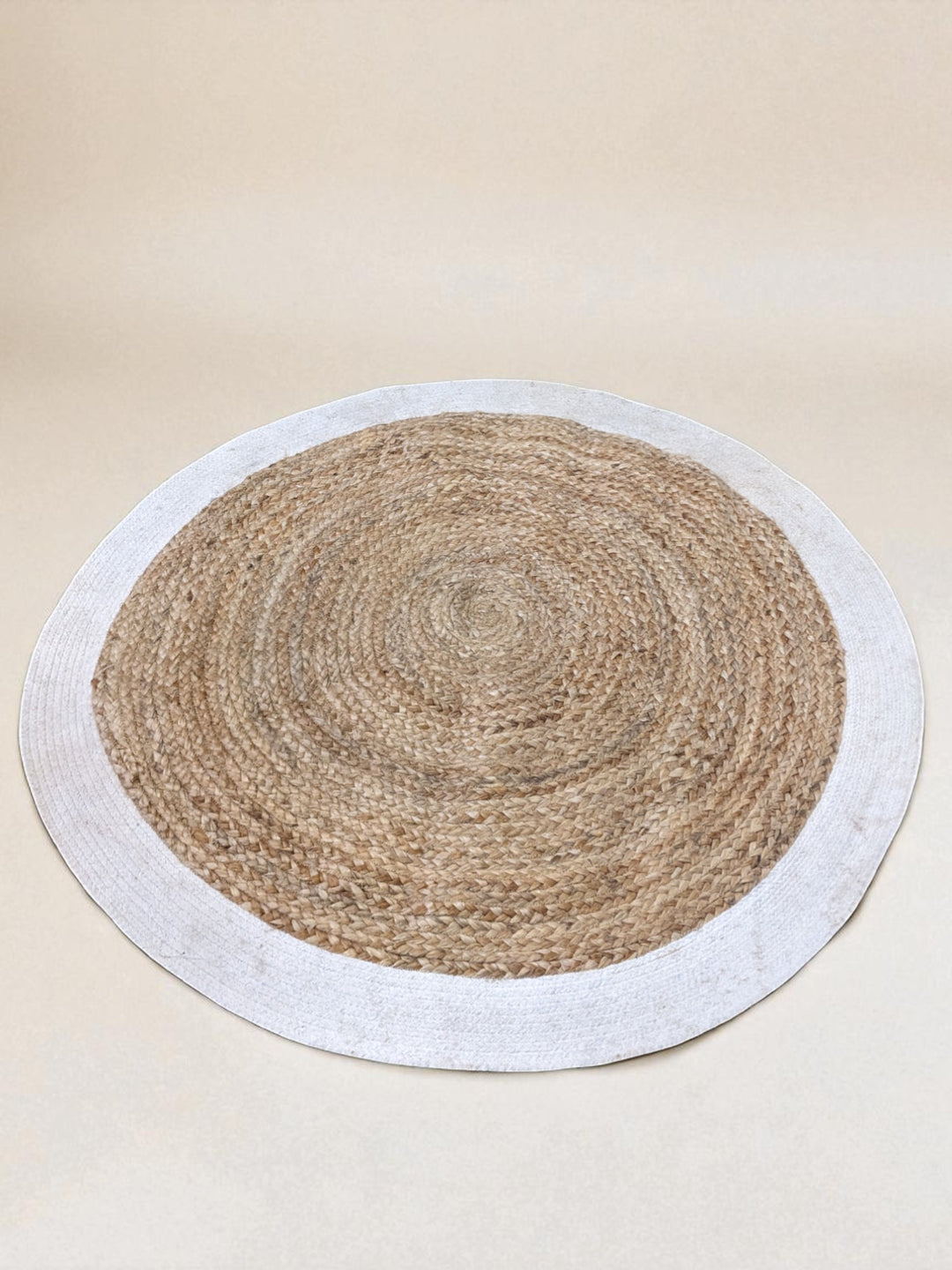 Braided Natural Round Jute Rug  - Size: 3.8 x 3.8