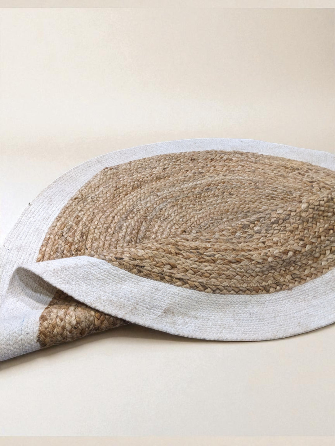 Braided Natural Round Jute Rug  - Size: 3.8 x 3.8