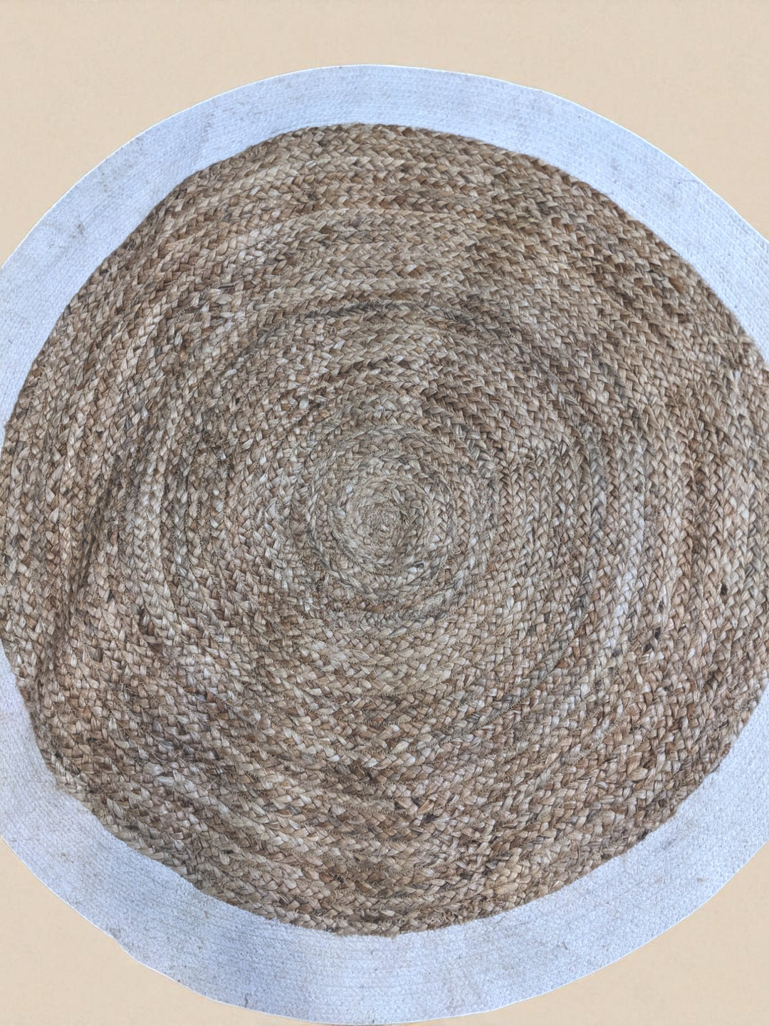 Braided Natural Round Jute Rug  - Size: 3.8 x 3.8