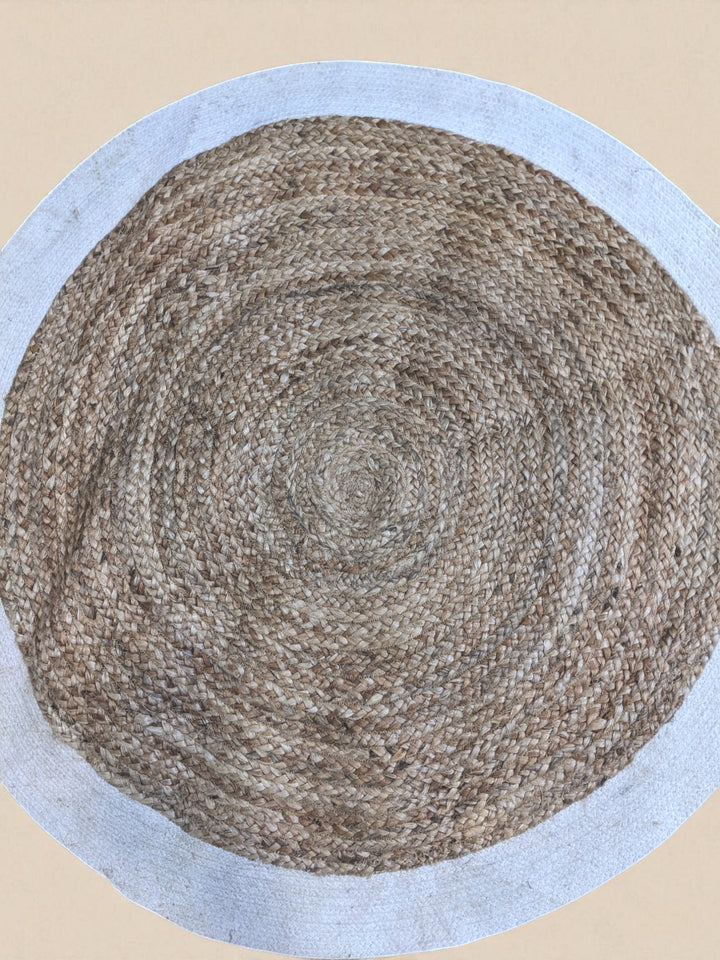 Braided Natural Round Jute Rug  - Size: 3.8 x 3.8