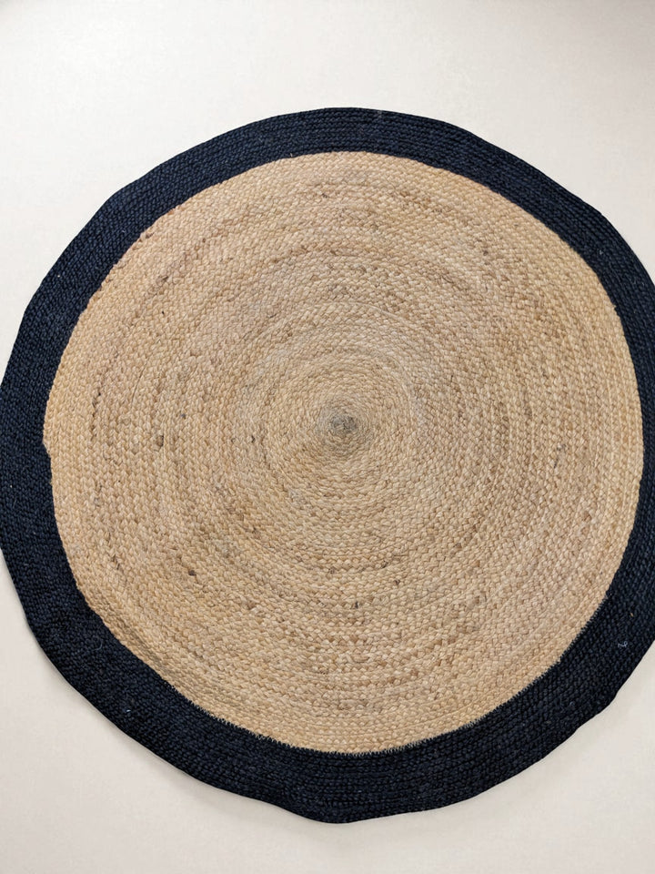 Braided Natural Round Jute Rug  - Size: 4 x 4