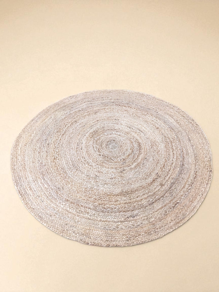 Braided Natural Round Jute Rug  - Size: 3.10 x 3.10