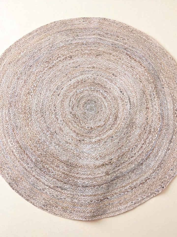 Braided Natural Round Jute Rug  - Size: 3.10 x 3.10