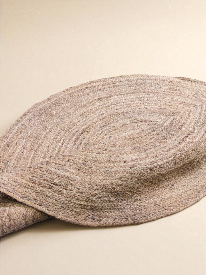 Braided Natural Round Jute Rug - Size: 4 x 4