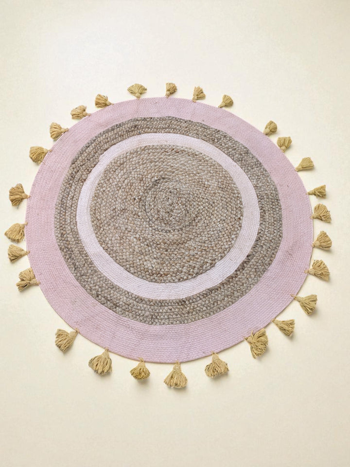 Braided Natural Round Jute Rug - Size: 3.2 x 3.2