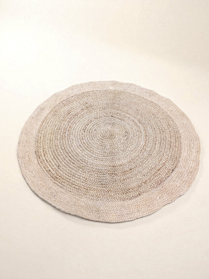 Braided Natural Round Jute Rug  - Size: 4.1 x 4.1