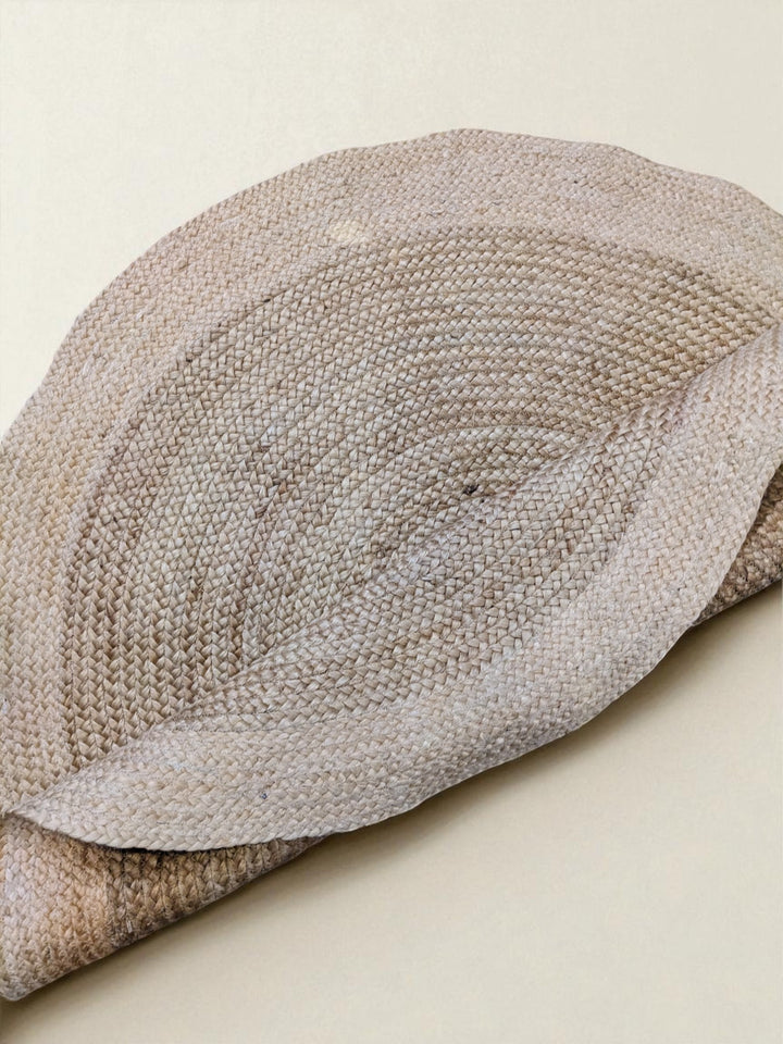 Braided Natural Round Jute Rug  - Size: 4.1 x 4.1
