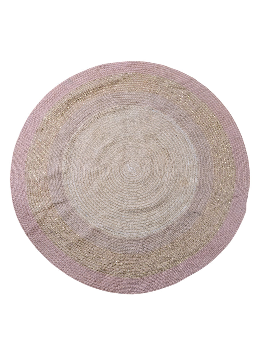 Braided Natural Round Jute Rug - Size: 4 x 4