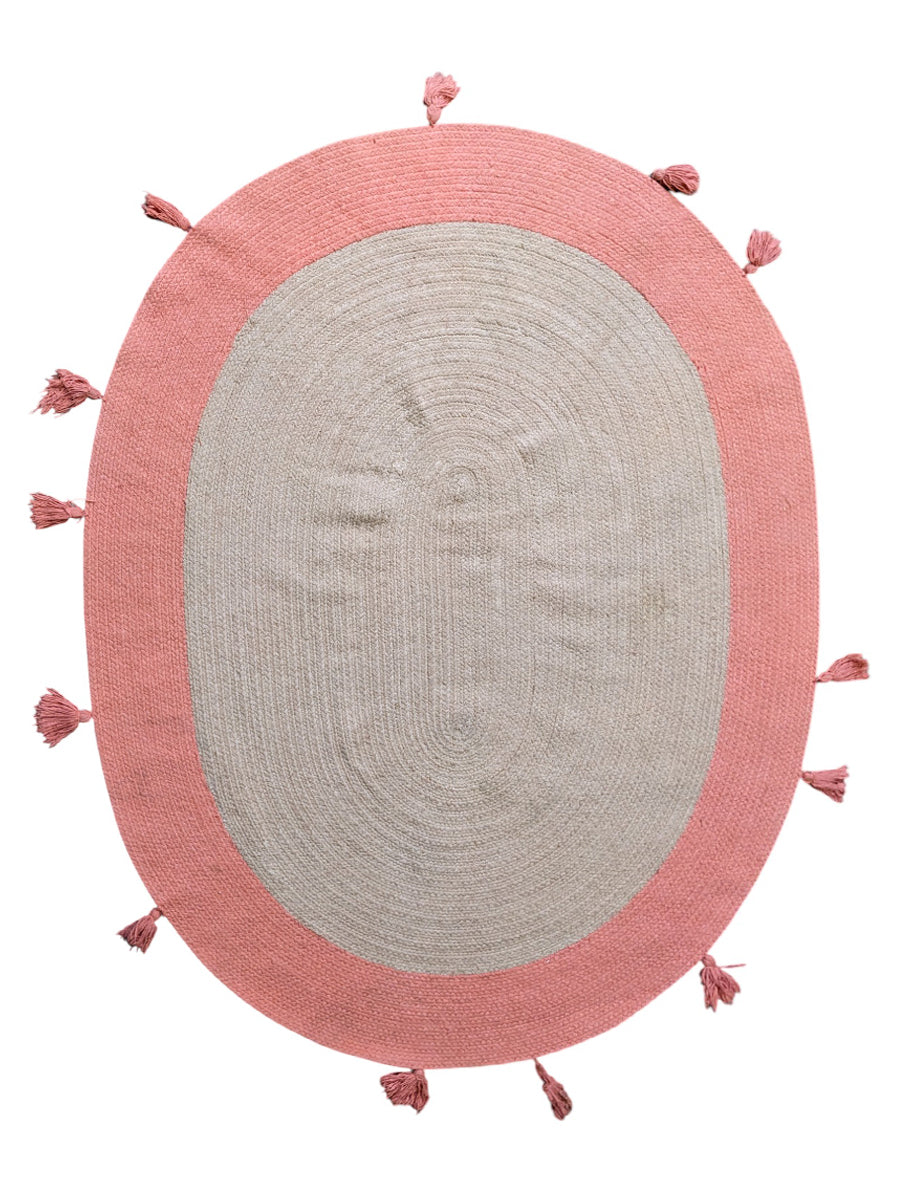 Braided Natural Oval Jute Rug - Size: 5.2 x 4