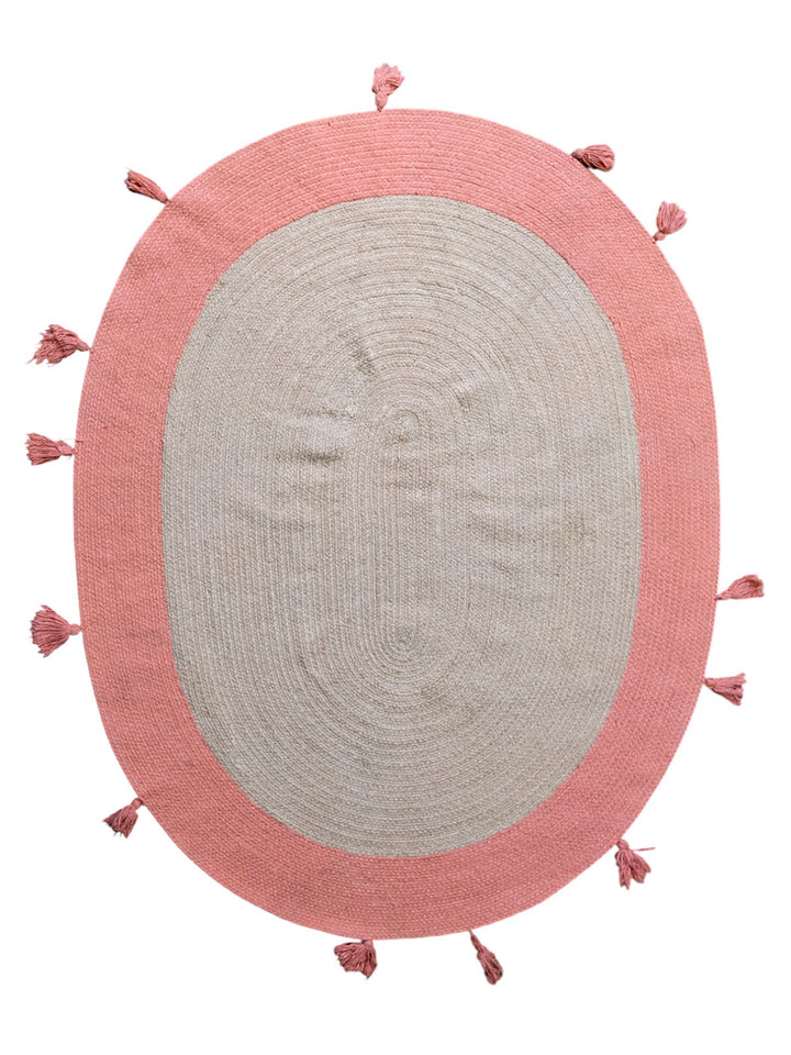 Braided Natural Oval Jute Rug - Size: 5.2 x 4