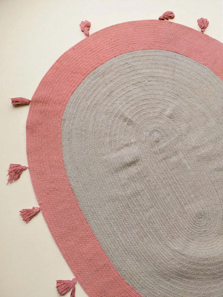 Braided Natural Oval Jute Rug - Size: 5.2 x 4