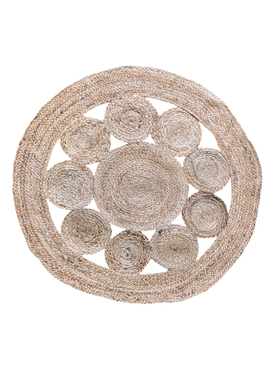 Braided Natural Round Jute Rug - Size: 2.7 x 2.7