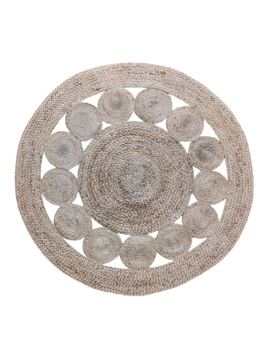 Braided Natural Round Jute Rug - Size: 3.11 x 3.11