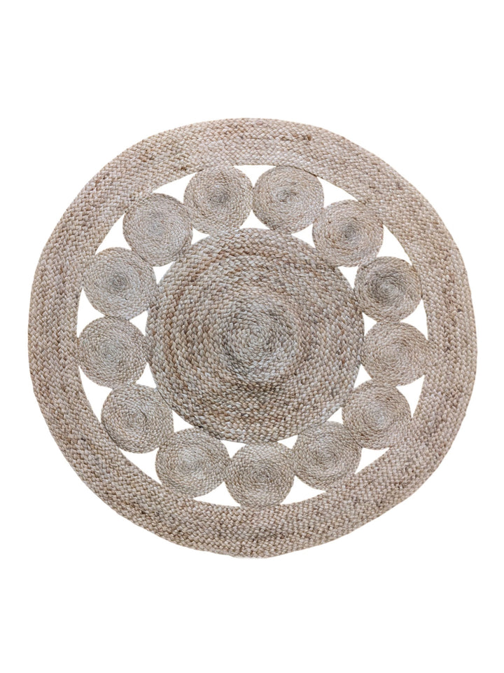 Braided Natural Round Jute Rug - Size: 3.11 x 3.11