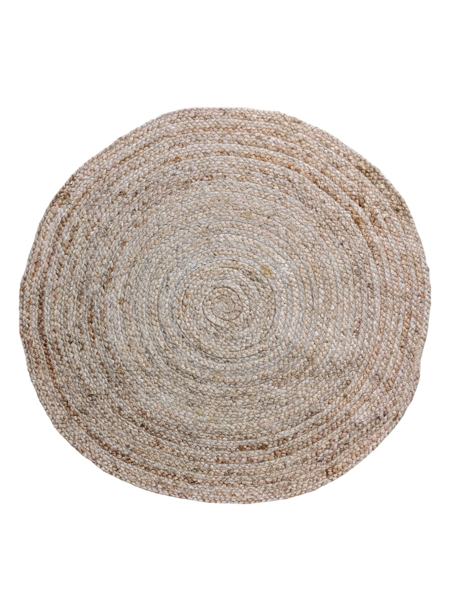 Braided Natural Round Jute Rug - Size: 2.8 x 2.8