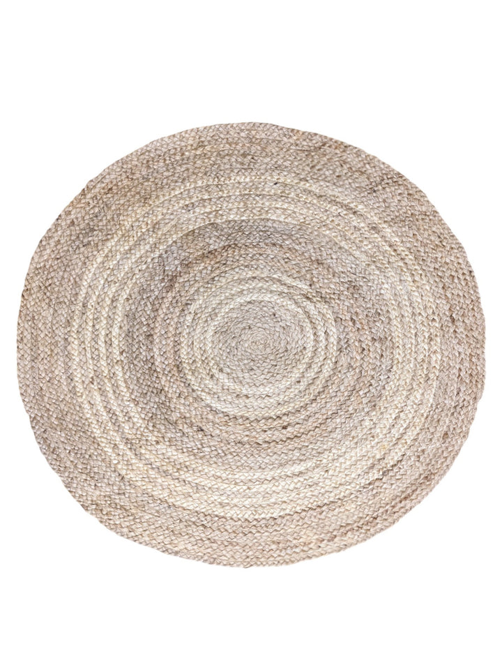 Braided Natural Round Jute Rug - Size: 3.4 x 3.4