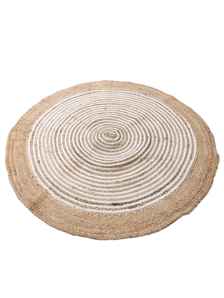 Braided Natural Round Jute Rug - Size: 3.11 x 3.11