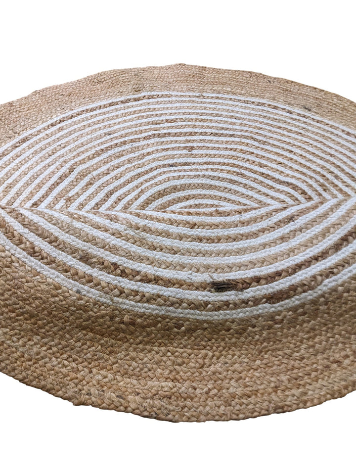 Braided Natural Round Jute Rug - Size: 3.11 x 3.11