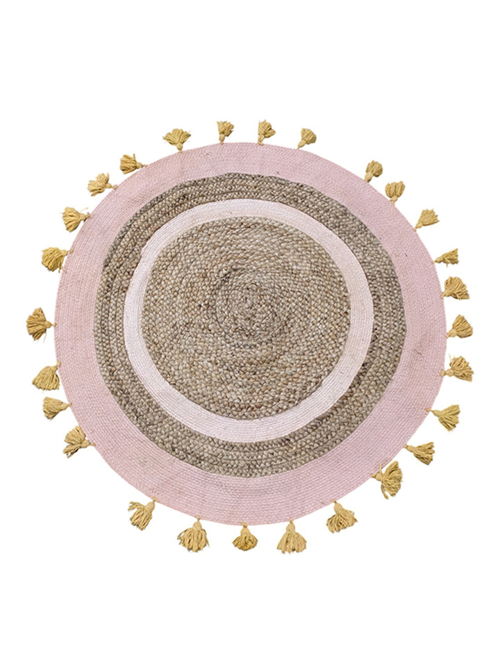 Braided Natural Round Jute Rug - Size: 3.2 x 3.2