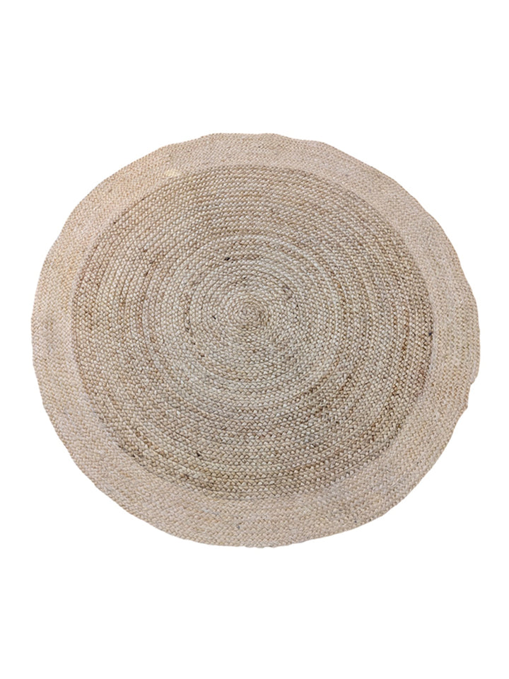 Braided Natural Round Jute Rug  - Size: 4.1 x 4.1