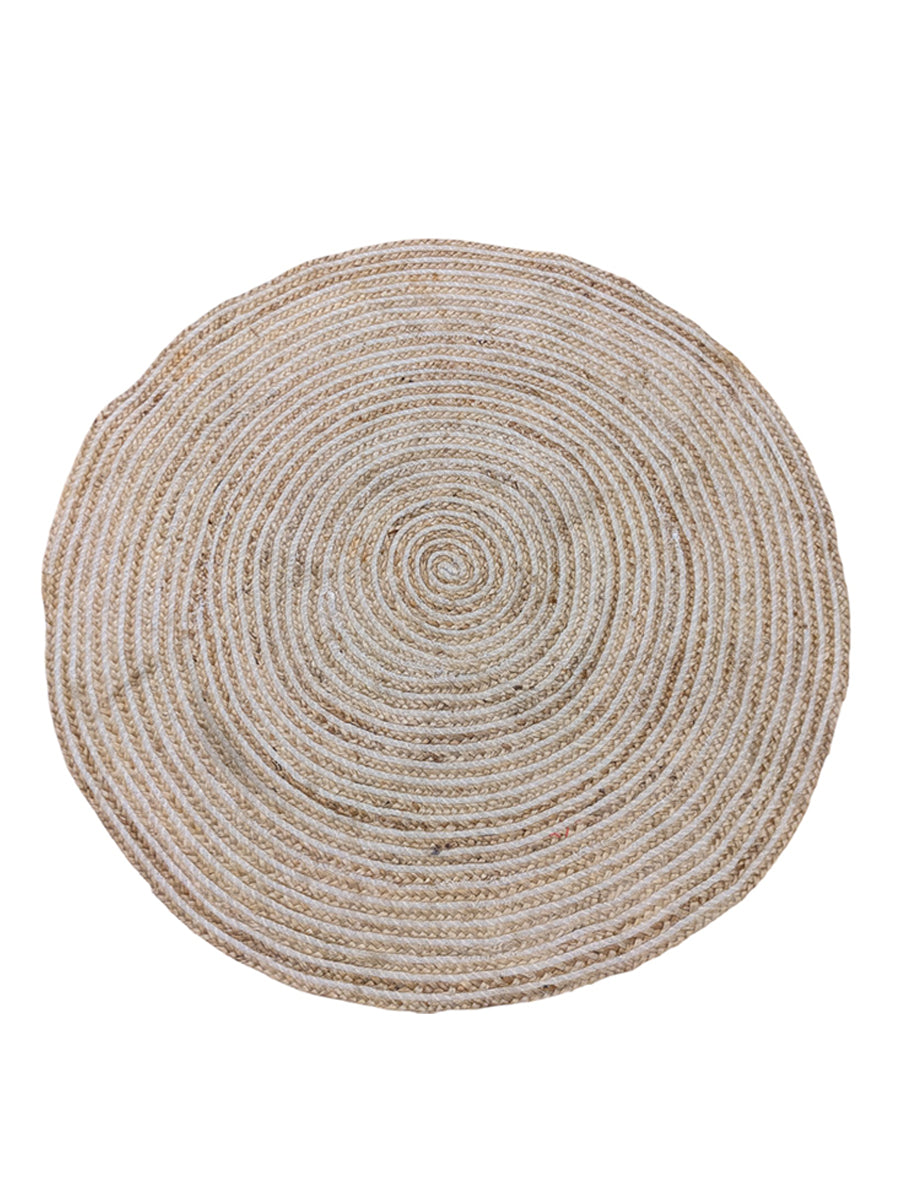 Braided Natural Round Jute Rug - Size: 3.9 x 3.9