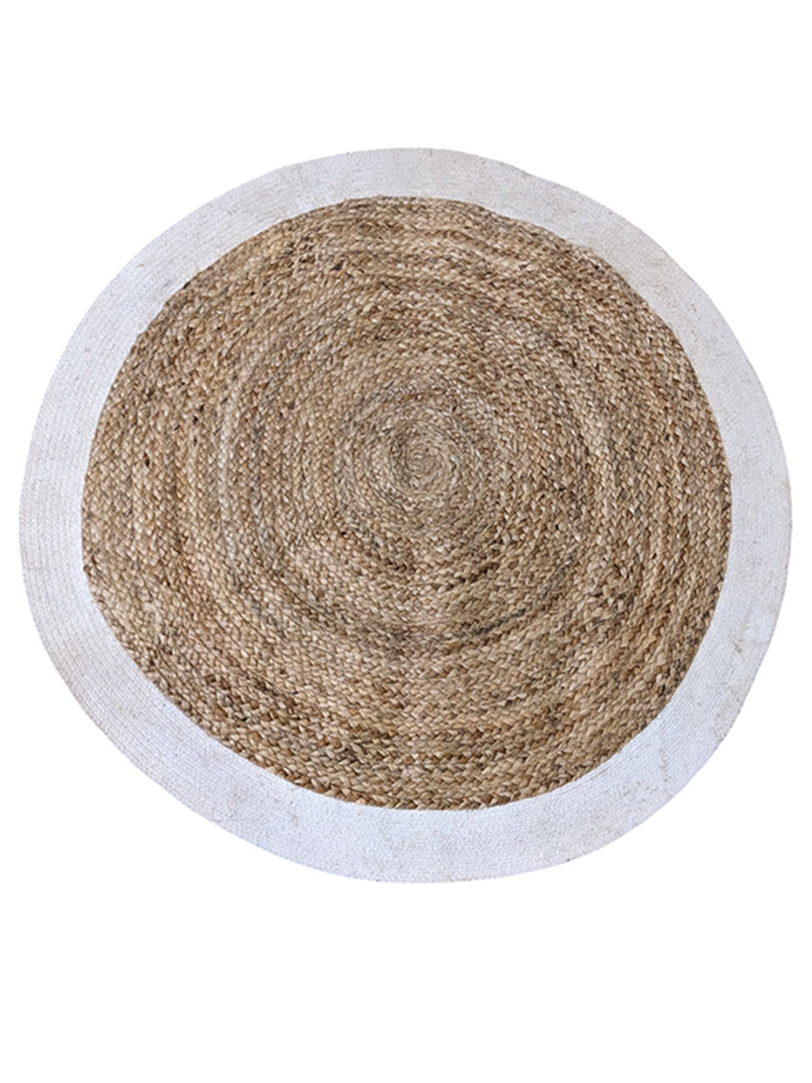 Braided Natural Round Jute Rug  - Size: 3.8 x 3.8