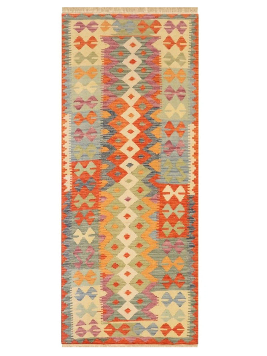 Afghani Chobi Kilim - Size: 2.5 x 6.6 - Imam Carpet Co