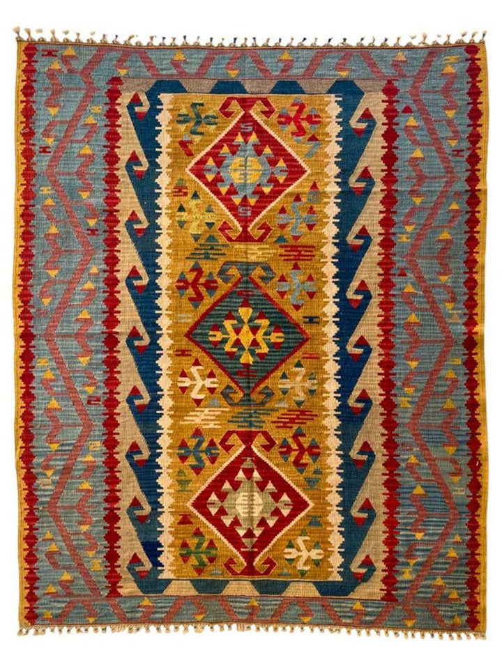 Antique Turkish Kilim - Size: 7.3 x 4.11