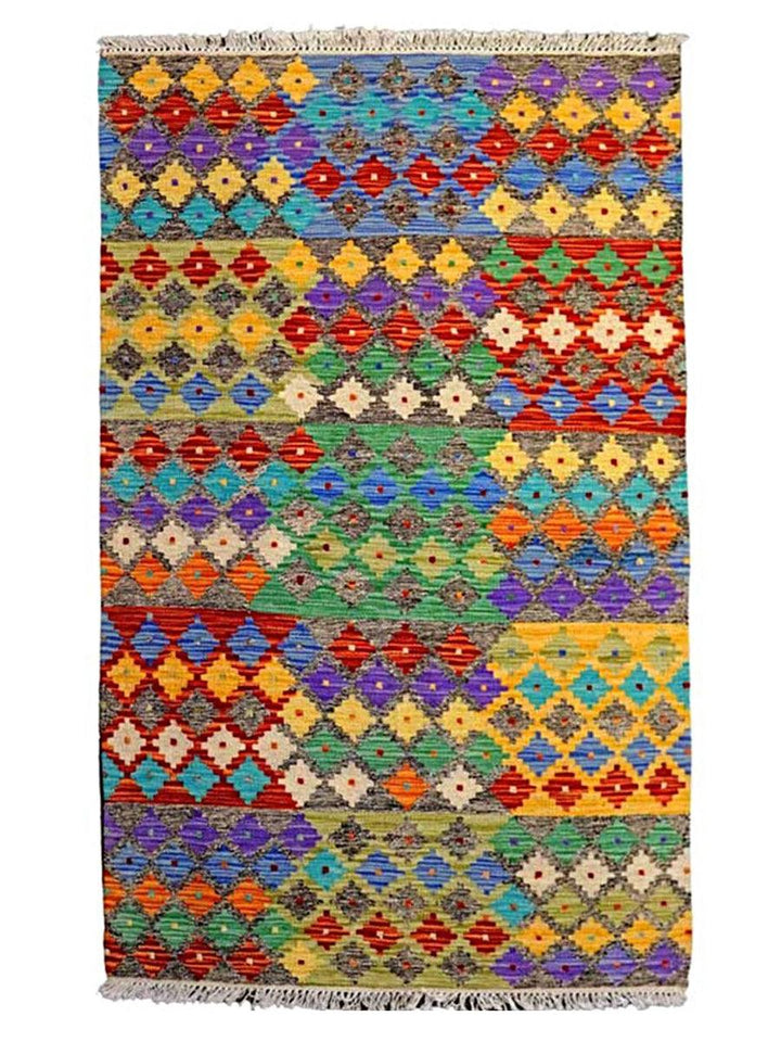 Colourful Bohemian Kilim - Size: 4.11 x 3.3