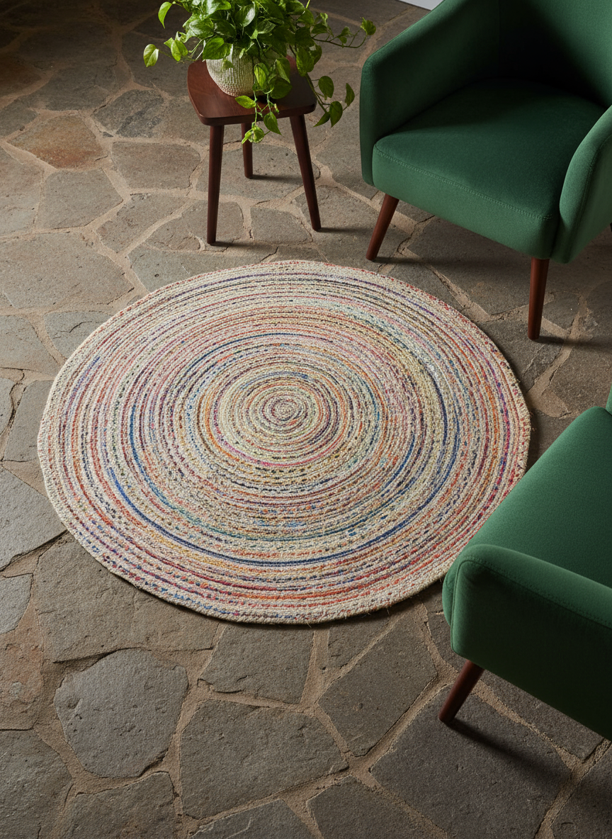 Braided Overdyed Jute Rug - Size: 2.7 x 2.7