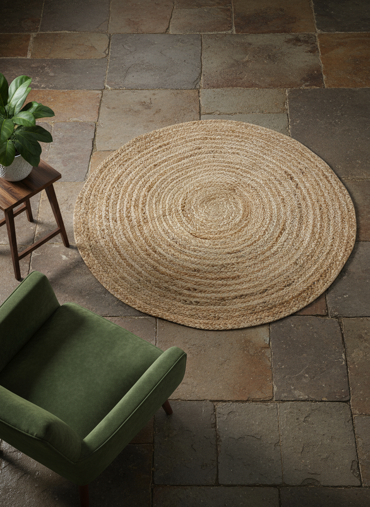 Braided Natural Jute Rug - Size: 2.8 x 2.8
